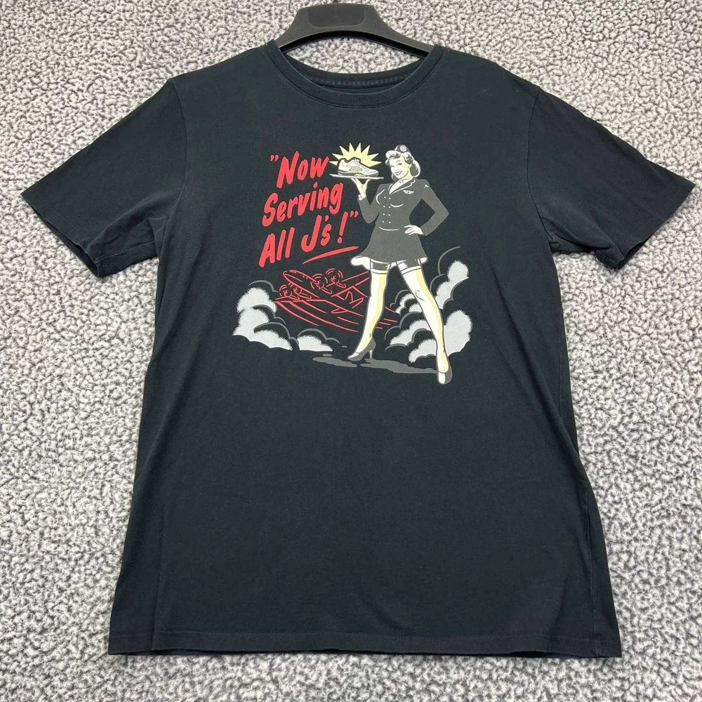 Air Jordan Shirt Men Medium Now Serving All J's Jumpman Short‎ Sleeve Cotton M